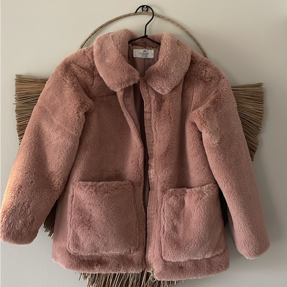 H&M kids Mauve Faux Fur Coat